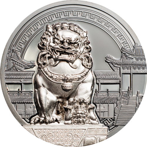 Palau 2017 10$ - CHINESE GUARDIAN LIONS 2x2 Oz silver coin