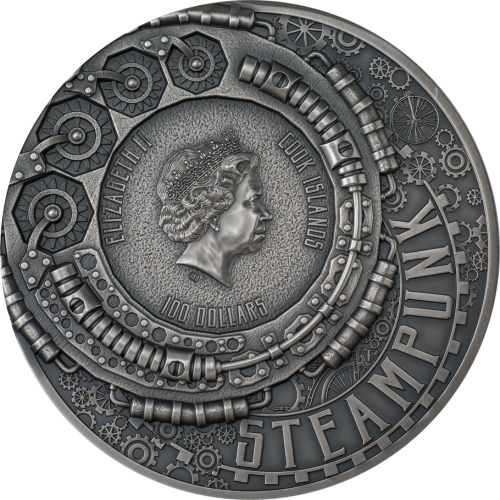 Cook Islands 2022 100$ - Steampunk - 1 Kg Antique silver coin