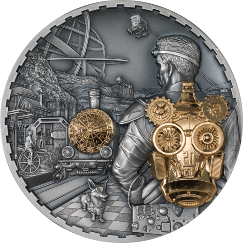Cook Islands 2023 100$ - JET PACK Steampunk - 1 Kg Antique  silver coin