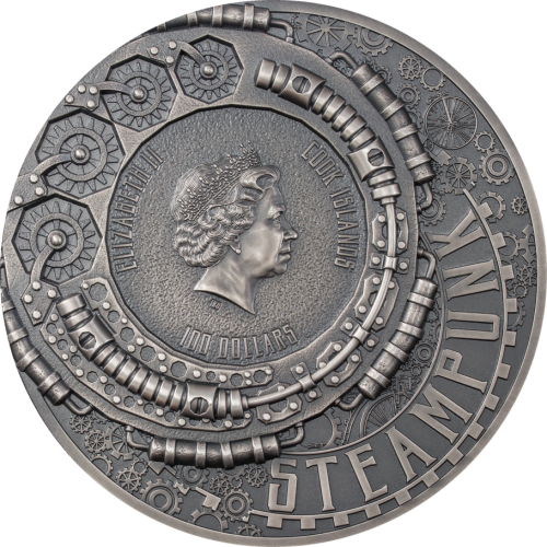 Cook Islands 2023 100$ - JET PACK Steampunk - 1 Kg Antique  silver coin