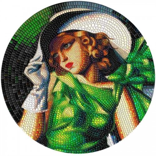 Palau 2021 20$ Micromosaic - T. Lempicka - Young Girl in Green 3 Oz Silver Coin