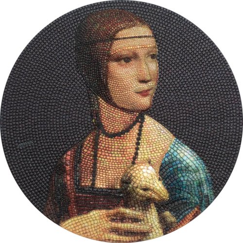 Palau 2020 20$ LADY WITH AN ERMINE Great Micromosaic Passion 3 Oz silver coin