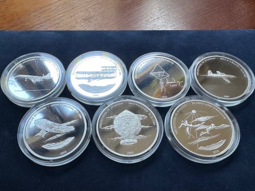 Liberia 2003 10$ Milestones of Aviation Set 7x25g silver coin