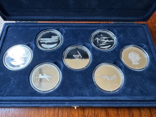 Liberia 2003 10$ Milestones of Aviation Set 7x25g silver coin