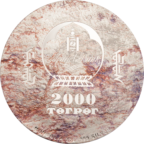 Mongolia 2018 2000Togrog VELOCIRAPTOR Prehistoric Beasts 3 Oz  silver coin