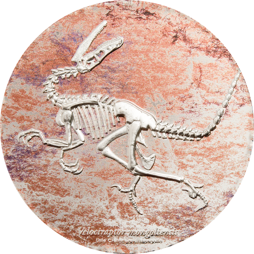 Mongolia 2018 2000Togrog VELOCIRAPTOR Prehistoric Beasts 3 Oz  silver coin