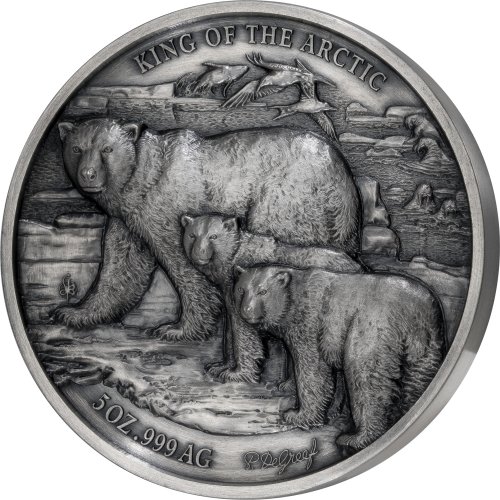 Ivory Coast 2025 5000 Francs King of the Arctic - Polar Bear 5 Oz silver coin