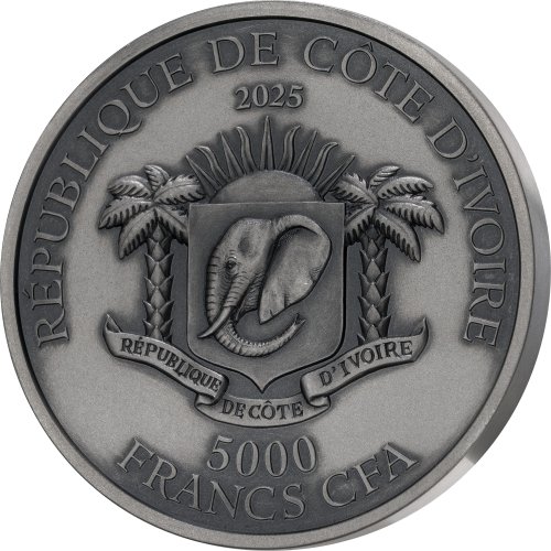 Ivory Coast 2025 5000 Francs King of the Arctic - Polar Bear 5 Oz silver coin