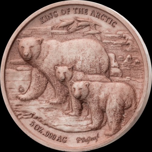 Ivory Coast 2025 5000 Francs King of the Arctic - Polar Bear 5 Oz silver coin