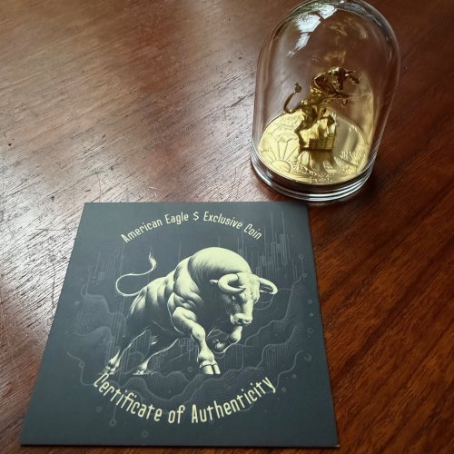 USA 2024 5$ American Eagle-BULL 1 Oz Gilded Exclusive silver coin