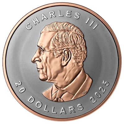 Canada 2025 20$ Maple Leaf Ultra High Relief Gilded 1 Oz  silver coin