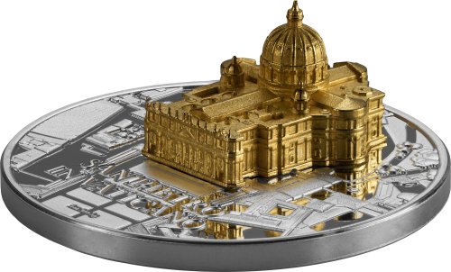 Gabon 2025 1000 Francs SAN PIETRO IN VATICANO Full Sculpture 1 Oz silver coin
