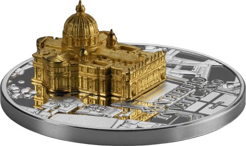 Gabon 2025 1000 Francs SAN PIETRO IN VATICANO Full Sculpture 1 Oz silver coin
