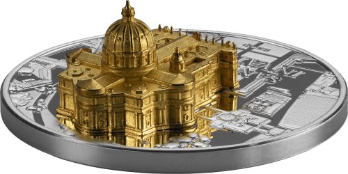 Gabon 2025 1000 Francs SAN PIETRO IN VATICANO Full Sculpture 1 Oz silver coin