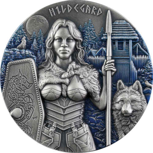 Germania 2022 10 Mark Valkyries: Hildegard 2 Oz Antique Finish Silver Coin