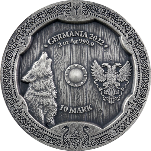 Germania 2022 10 Mark Valkyries: Hildegard 2 Oz Antique Finish Silver Coin