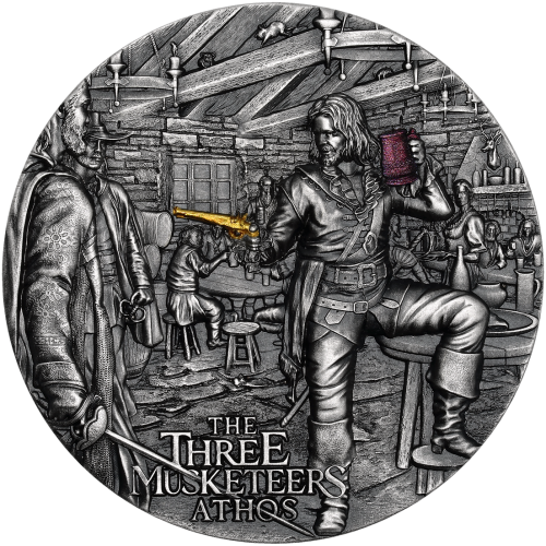 Niue 2023 5$ ATHOS Three Musketeers 2 Oz Antique Finish silber Münze