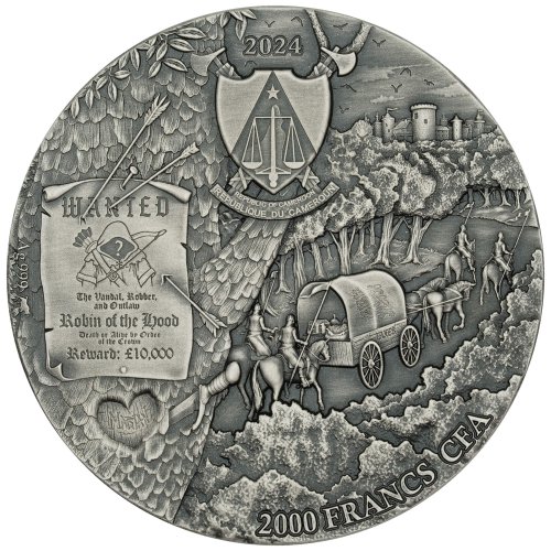 Cameroon 2024 2000 Francs ROBIN OF THE HOOD Sherwood 2 Oz Silver coin