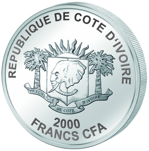 Ivory Coast 2018 2000 Francs - Landmarks at Night - London Eye  2 Oz silver coin