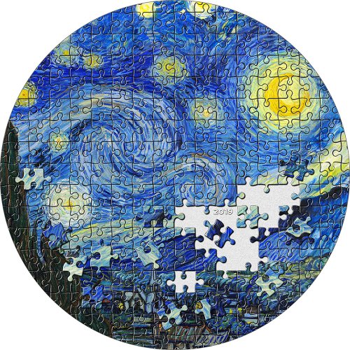 Palau 2019 20$ STARRY NIGHT Van Gogh Micropuzzle Treasures 3 Oz silver coin