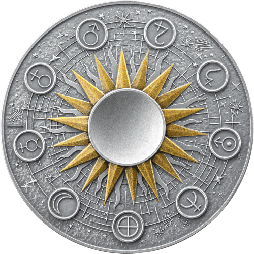Ghana 2025 10 Cedis SUN Solar System 2 Oz silver coin