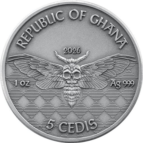 Ghana 2026 5 Cedis PILOT Memento Mori 1 Oz silver coin