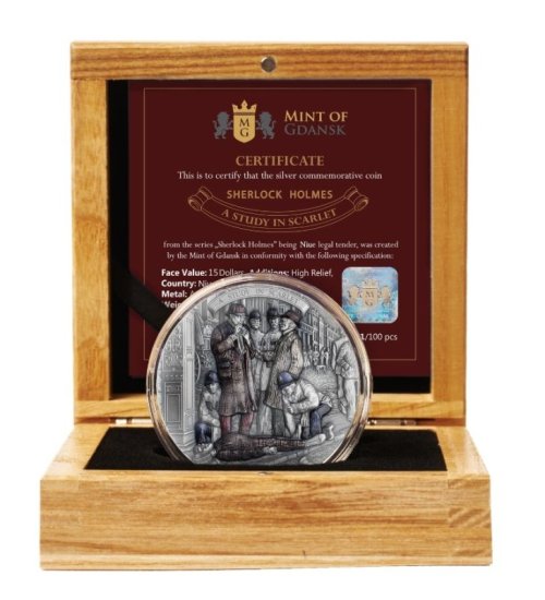 Niue 2024 15$ STUDY IN SCARLET Sherlock Holmes 200g silver coin