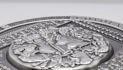 Cook 2021 20$ COYOLXAUHQUI STONE Antiqued Archeology Symbolism 3 Oz silver coin