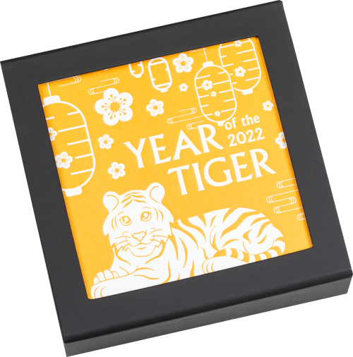 Mongolia 2022 1000 Togrog CHARMING TIGER Gilded Lunar Year 1 Oz silver coin