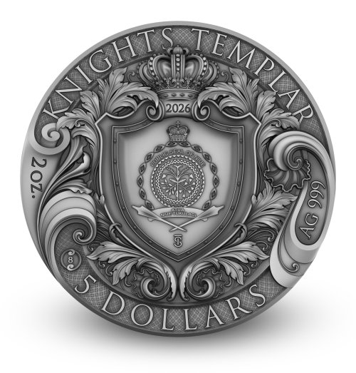 Niue 2026 5$ KNIGHTS TEMPLAR 2 Oz silver coin