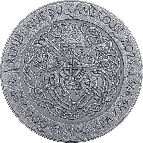 Cameroon 2026 2000 Francs ERIC BLOODAXE Way to Valhalla 2 Oz silver coin