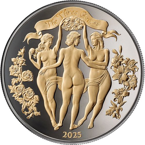 Cameroon 2025 1000 CFA THREE GRACES Celestial Beauty Gilded 1 Oz silver coin