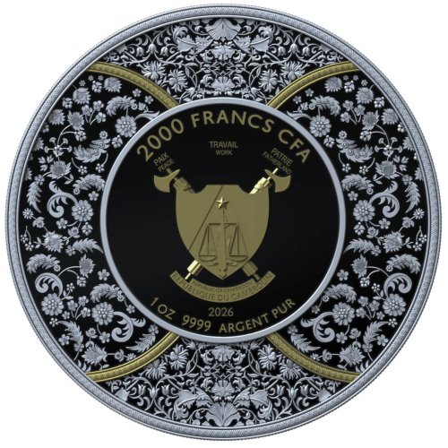 Cameroon 2026 2000 Francs DURGA Hindu Religion Gilded 1 Oz silver coin