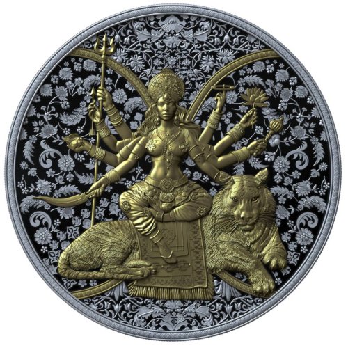 Cameroon 2026 2000 Francs DURGA Hindu Religion Gilded 1 Oz silber Münze