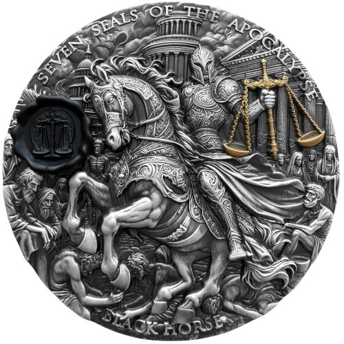 Niue 2026 7$ BLACK HORSE Seven Seals of the Apocalypse 3 oz silver coin