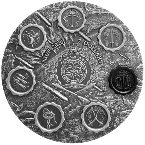 Niue 2026 7$ BLACK HORSE Seven Seals of the Apocalypse 3 oz silver coin