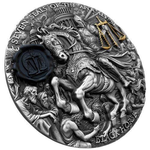 Niue 2026 7$ BLACK HORSE Seven Seals of the Apocalypse 3 oz silver coin